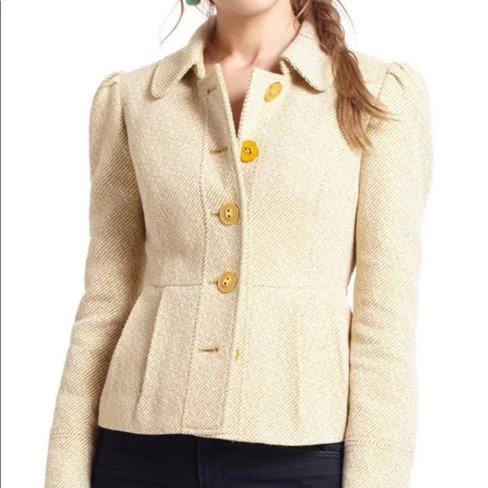 Anthropologie Tabitha Brand Yellow tweed Coat